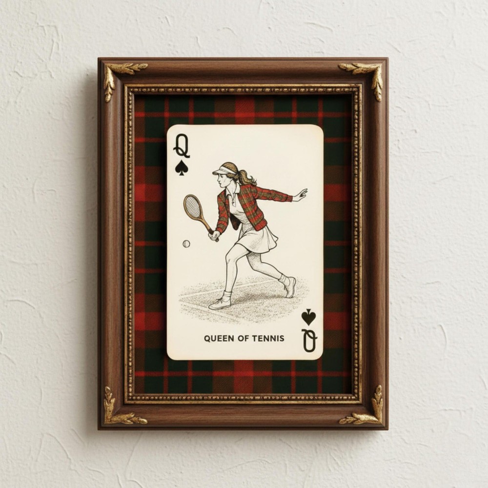 Queen of Tennis Poster, Vintage Sports Wall Art, Preppy Country Club Decor
