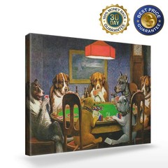 Canvas Print Wall Art – Pokers Dogs Dogs Playing Cards – Wall Decor Modern Ar…