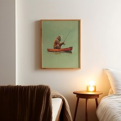 Bigfoot Fishing Canoe Poster Funny Sasquatch Cabin Wall Art Gift for Dad
