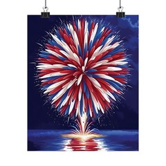 Patriotic Fireworks Art Print, 4th of July Poster, Independence Day Wall Decor