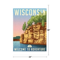 Wisconsin Welcome To Adventure Retro Travel Art Poster 24×36 inch