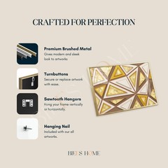 Gold Geometric Wall Art Print 12″x18″ UNFRAMED, Modern Living Room Decor Artwork