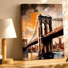 Wall Art Brooklyn Bridge Abstract Cityscape Canvas Print Urban Landscape Decor