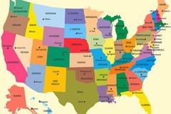50 States and Capticals of United States Map of America Colorful Poster Map