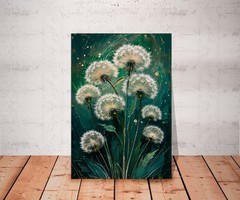 Moody Dandelion Canvas Wall Art Botanical Modern Print, Minimalist Floral Poster