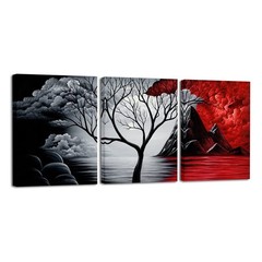 Wieco Art 3 Panels The Cloud Tree Gallery Wrapped 12x16inchx3pcs, Multi