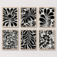 Flower Poster – Black Flower Wall Art, Abstract Botanical Prints Wall Decor Aest