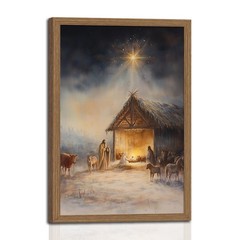 Framed Vintage Nativity Scene Wall Art Birth of Jesus Christmas Christian Pai…