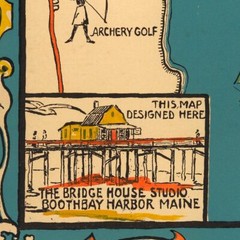 Color Pictorial Map of Maine Boothbay Harbor and vicinity Old Dirigo circa 1931