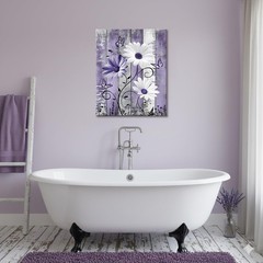 Farmhouse Daisy Floral Wall Art for Living Room, Purple Flower Butterfly Canv…