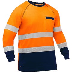Bisley 313M6118t-On/4X Hi-Vis Long Sleeve T-Shirt, 3, R, Cotton, Polyester,