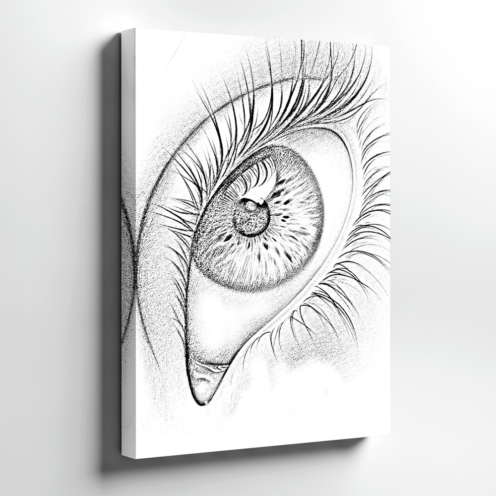 Wall Art Black White Eye Sketch Print Surreal Pencil Drawing Modern Home Decor