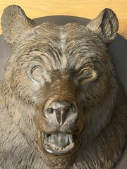 RARE Pottery Barn Rustic Mounted Bear Head Wall Art