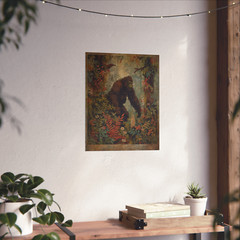 BIGFOOT BOTANICAL Wall Art, SASQUATCH Flower Poster Print, Cryptid Floral Decor