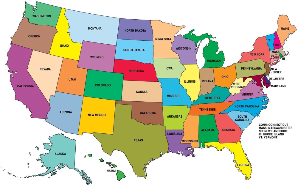 UNITED STATES MAP GLOSSY POSTER PICTURE PHOTO america usa educational cool 1437