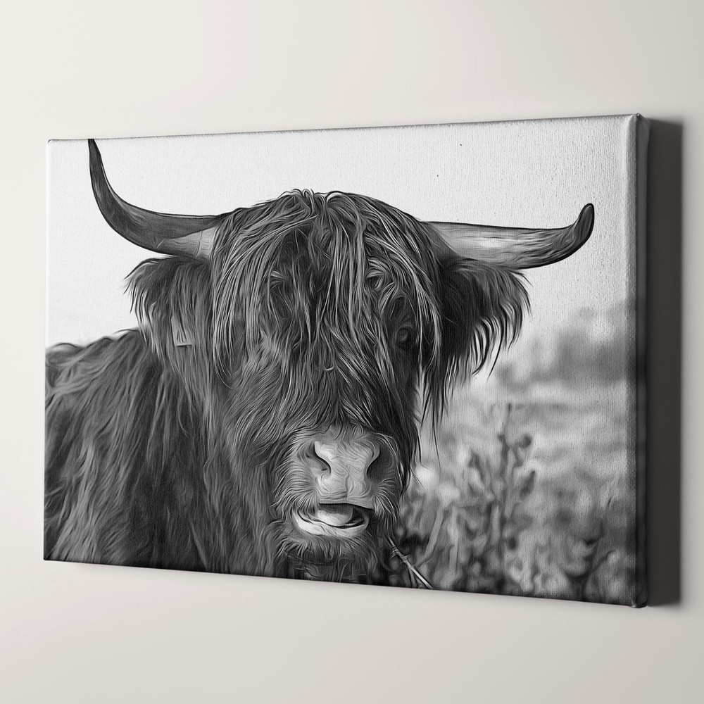 Highland Cow Scottish Cattle and Yaks Farm Animals Canvas Wall Art Print