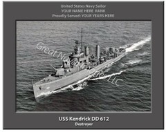 USS Kendrick DD 612 Personalized Canvas Ship Photo 2 Print Navy Veteran Gift