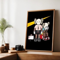Set of 3 Yellow Nike Kaws Wall Art pieces canvas home decor Portrait Gallery