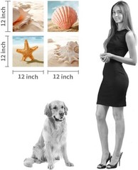 Elegant Beach Seashell Canvas Art: Coastal 4-Panel Wall Décor for Bathrooms