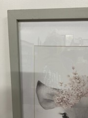 Stupell Industries Sketched Fluffy Deer Flowers, Design by Studio Q White Framed