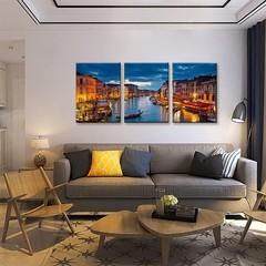 Venice Night View 3-Piece Waterproof Watercolor Wall Art, Modern Canvas Print…