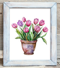Floral Wall Art Print, Purple Tulips Wall Decor, Botanical Home Decor #481