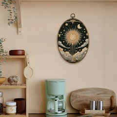 LKETW Boho Celestial Sun Moon Oval Wall Art Decor, Whimsical Witchy Astronomy…