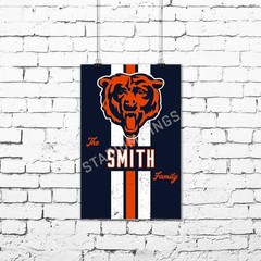 Personalized Chicago Bears Custom Family Name Football Poster Art Print- 11×17
