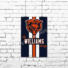 Personalized Chicago Bears Custom Family Name Football Poster Art Print- 11×17