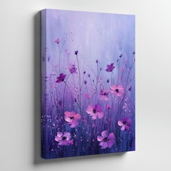 Purple Pink Wildflowers Canvas Wall Art Floral Painting Modern Nature Home Decor