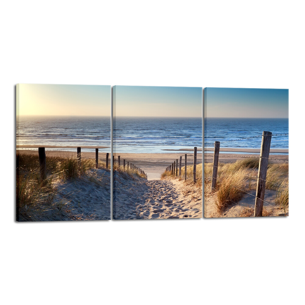 3 Piece Beach Coastal Sand Dune Canvas Prints Modern Stretched Wall Art Seascape