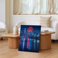 Wall Art Vibrant City Skyline At Night, Showcasing Canvas Print Canvas