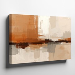 Abstract Modern Canvas Wall Art Brown Earth Tones Urban Landscape Wall Decor