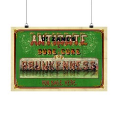 Antidote for Drunkenness Sure Cure Repro Retro T-Shirt Vintage Apothecary Sign