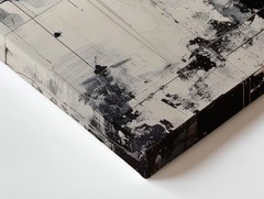 Industrial Contrast Canvasminimalist Abstract Art With Black And Beige Elements