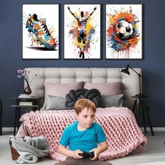VeeFeng 3Pcs Graffiti Soccer Wall Art Sneakers Posters Wall Decor Prints Pict…