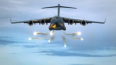 C-17 GLOBEMASTER Firing Flares Military Transport Aircraft Picture Photo Poster