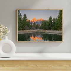 Teton Mountain Canvas Grand Teton Alpen Glow Sunrise Reflection Print