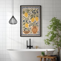 Mediterranean Lemon Wall Art, Vintage Botanical Tuscan Kitchen Decor