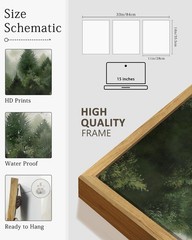 Fog Pine Tree Framed Wall Art Nature Nordic Green Forests Artwork Morden Pain…