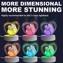 Personalized 3D Laser Photo Heart Crystal Custom Your Own Picture Gifts Decor