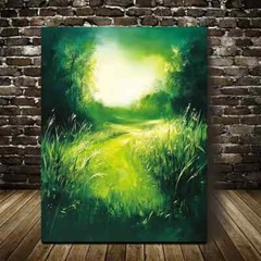 Green Mint Grass Meadow Landscape Metal Print Ready to Hang