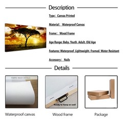 Large Artwork Living Room Wall Art African Trees Landscape Earth Tones Sunset…
