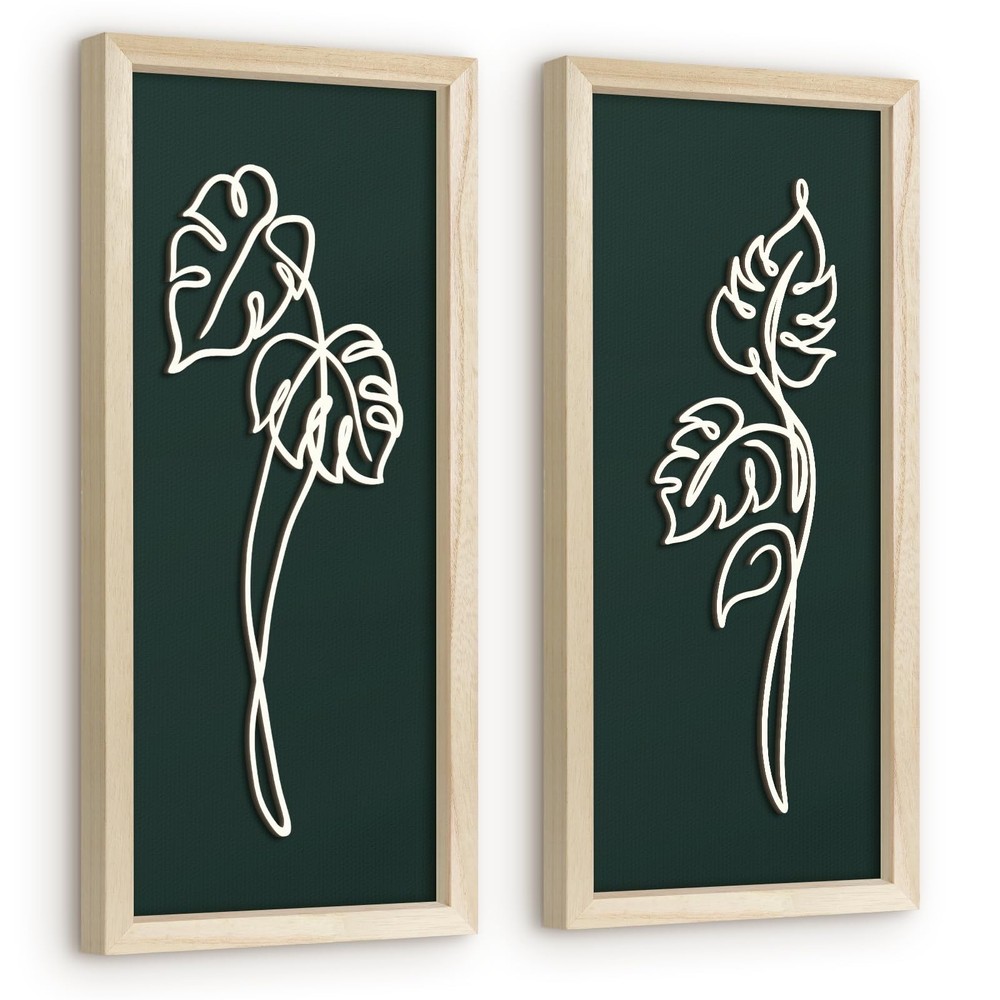 Wooden 3d Floral Bathroom Wall Decor, Ready-to-Hang Framed Wall Art For Livin…