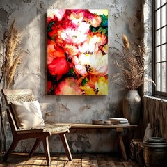 Canvas Floral Watercolor Painting Pink White Blossoms Abstract Room Home Print