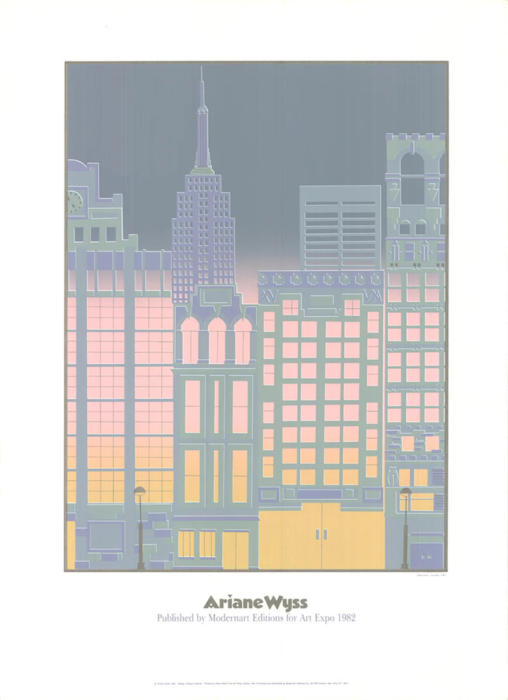 ARIANE WYSS Facades of New York City 33.25″ x 23.25″ Serigraph 1982 Contemporary