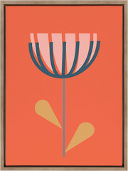 Sylvie Flower in Orange Framed Canvas Wall Art by Apricot and Birch, 18X24 Gold,