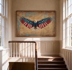 American Flag Eagle Wall Art, Patriotic Poster, 4th of July Print No Frame