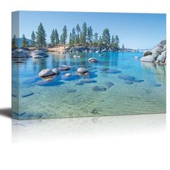 Canvas Prints – Blue Clear Water on the Shore of the Lake Tahoe – 24″ x 36″