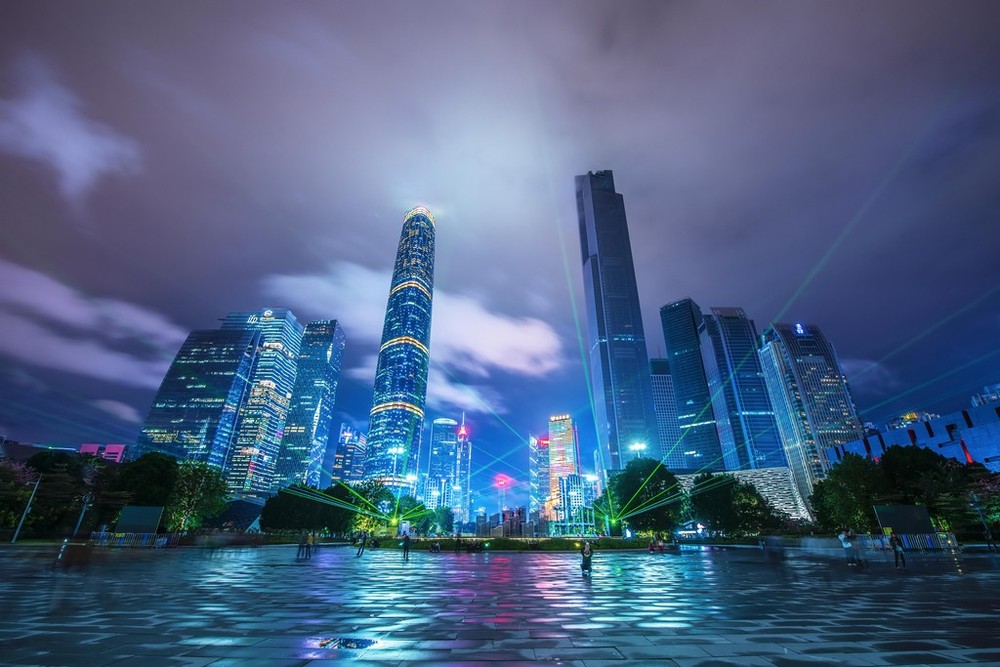 Guangzhou Canton Guandong China Skyline at Night Photo Art Print Poster 18×12